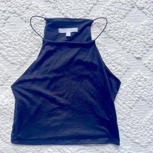 Black thin strap high neck crop top